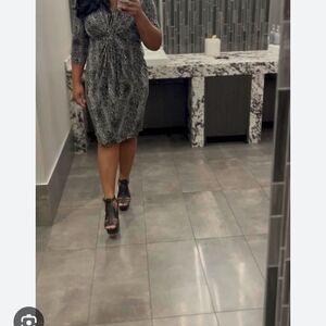 Miss Tina Black and Gray Midi Dress